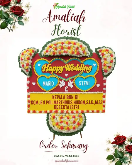 Papan Bunga Pernikahan Petiga
